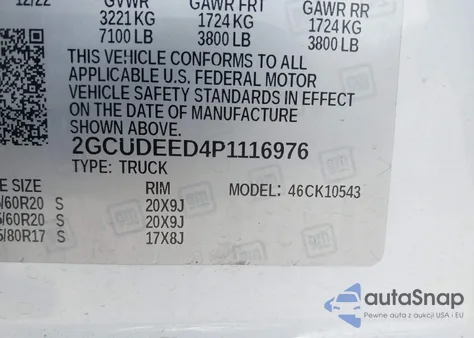 2023 Chevrolet Silverado 1500 4Wd Short Bed Rst z USA, uszkodzony, nr VIN 2GCUDEED4P1116976